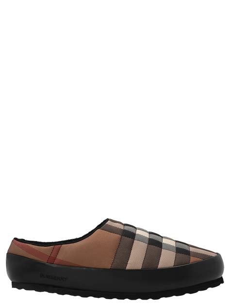 burberry brown & beige northaven check slippers